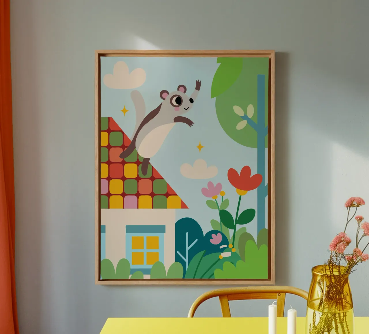 Das Eichhörnchen springt Leinwand mit Schattenfugenrahmen von CUTE ANIMALS