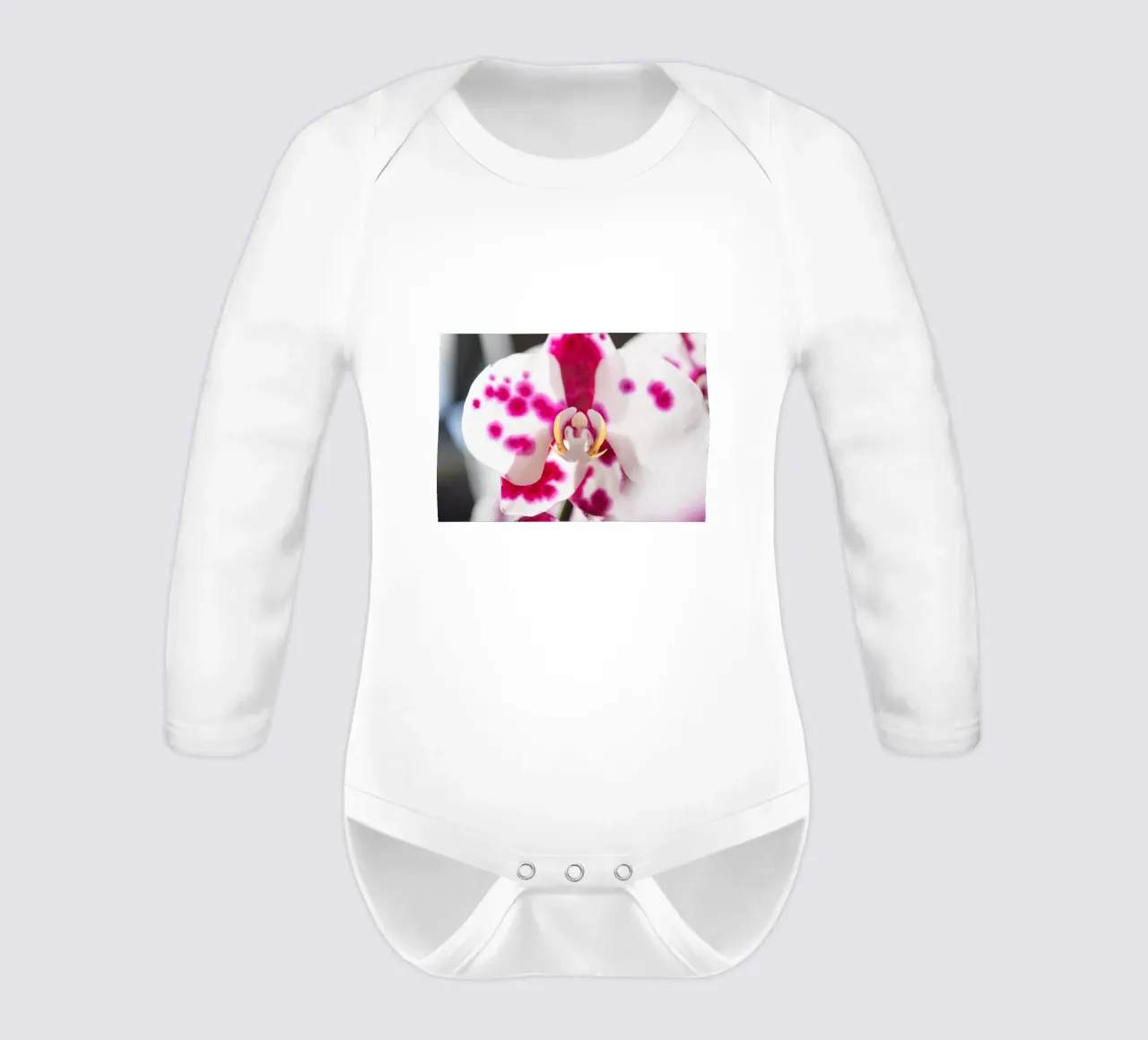 Orchid #6 long-sleeve baby romper by rafael campezato