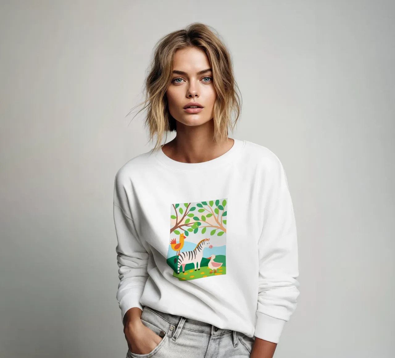 Zebra Chicken and Duck sweatshirt by CUTE ANIMALS