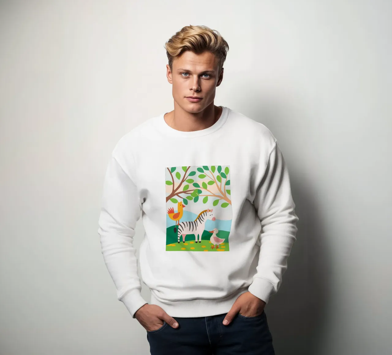 Zebra Chicken and Duck sweatshirt by CUTE ANIMALS