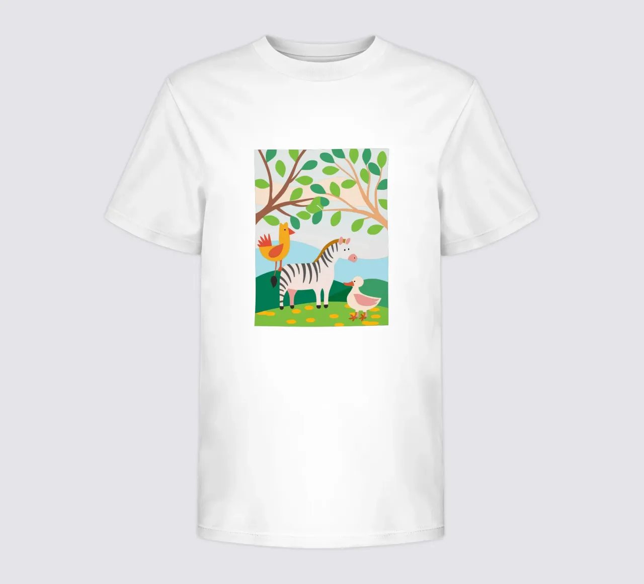 Zebra Chicken and Duck kids t-shirt by CUTE ANIMALS