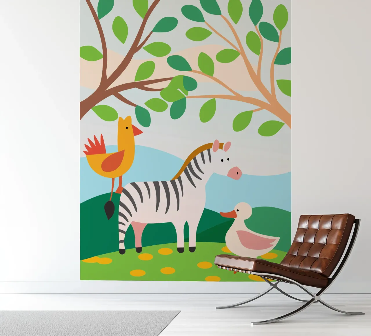 Zebra Chicken and Duck photo wallpaper by CUTE ANIMALS