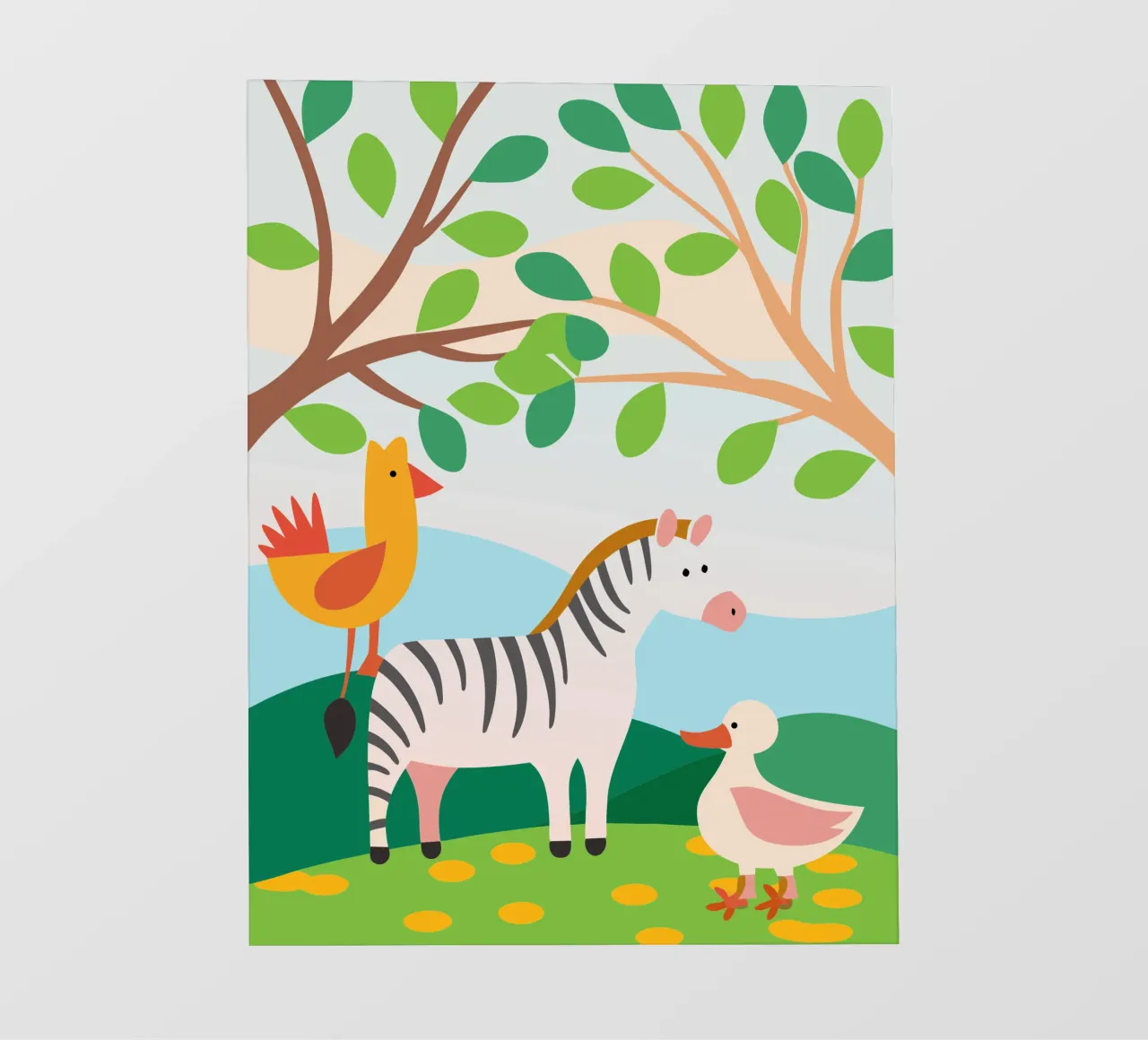 Zebra Chicken and Duck photo wallpaper by CUTE ANIMALS
