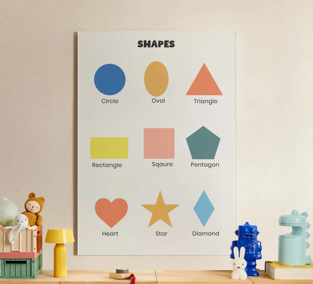 Colorful Basic Shapes Chart for Kids plexiglass da Attaboy Dsgn
