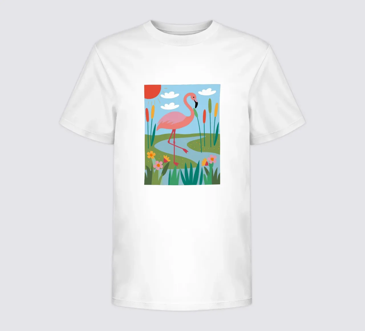 Fenicottero in riva al fiume t-shirt bambini da CUTE ANIMALS