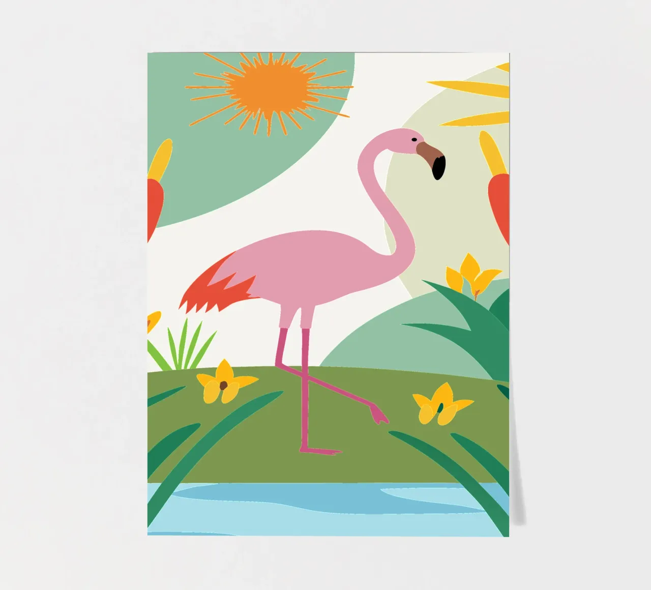 Flamingo am Flussufer Stickerbogen von CUTE ANIMALS