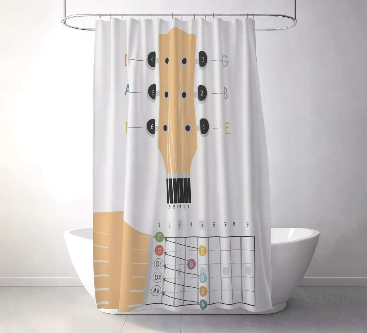 Guitar Fretboard shower curtain by Attaboy Dsgn