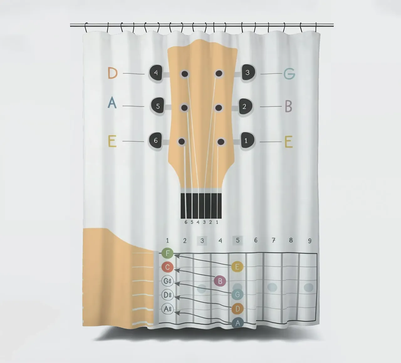 Guitar Fretboard shower curtain by Attaboy Dsgn