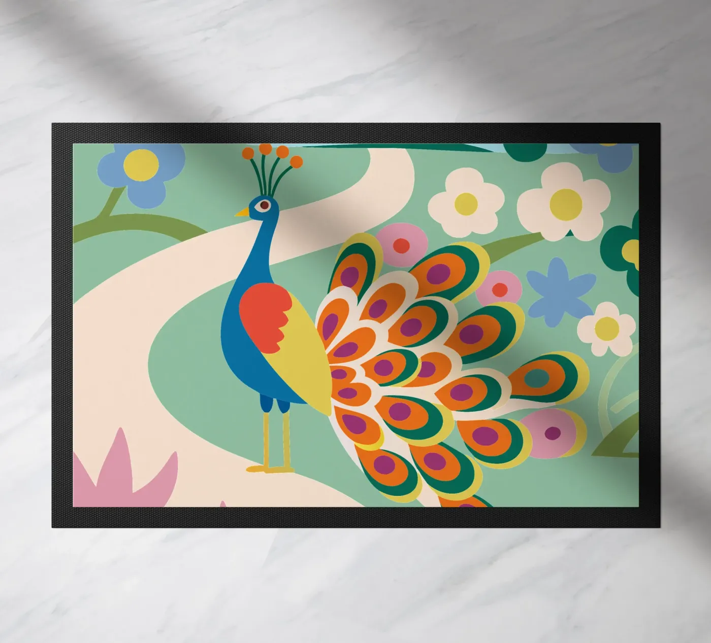 Peacock doormat by CUTE ANIMALS