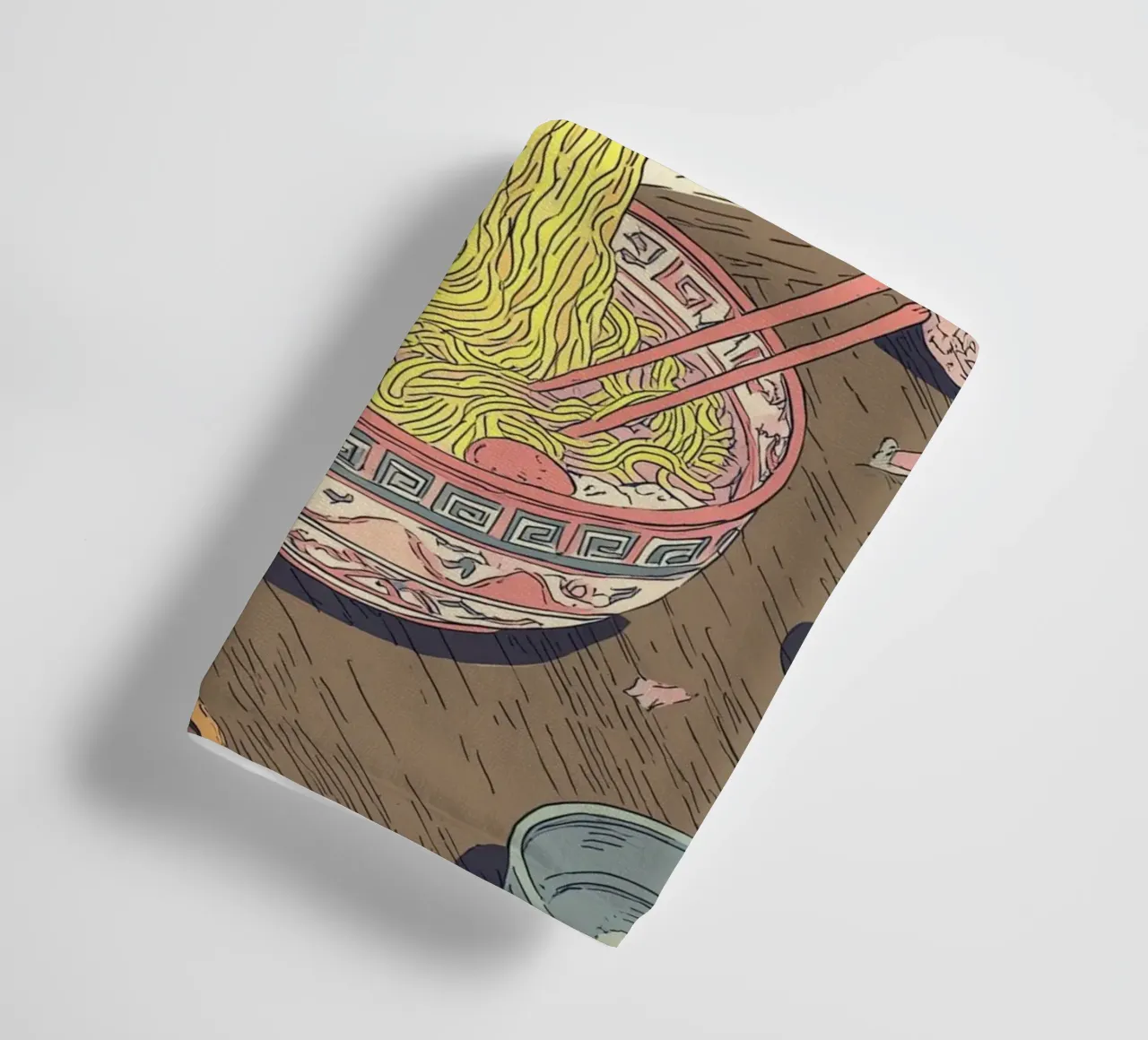 White Cat Steal Ramen Inspiration Japan Foodie and Kitchen towel by Kaji