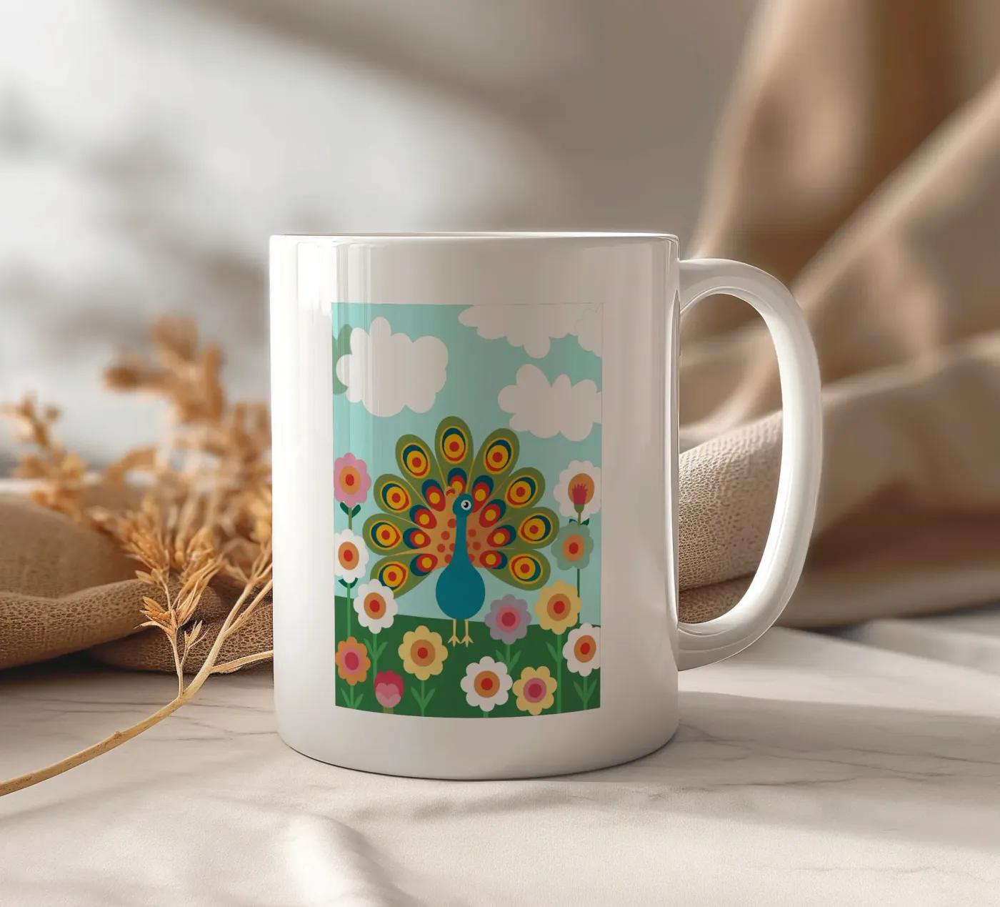Peacock ceramic mug by CUTE ANIMALS