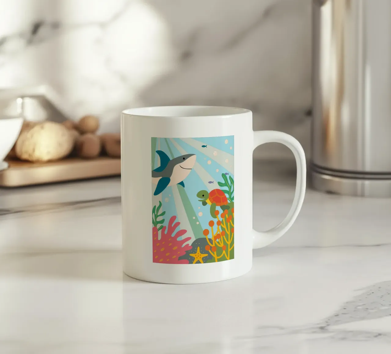 Squali e tartarughe tazza in ceramica da CUTE ANIMALS