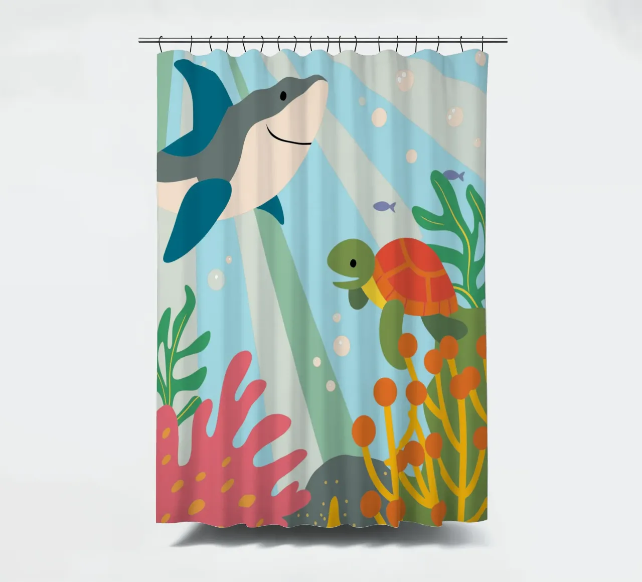 Sharks and Turtles shower curtain by CUTE ANIMALS