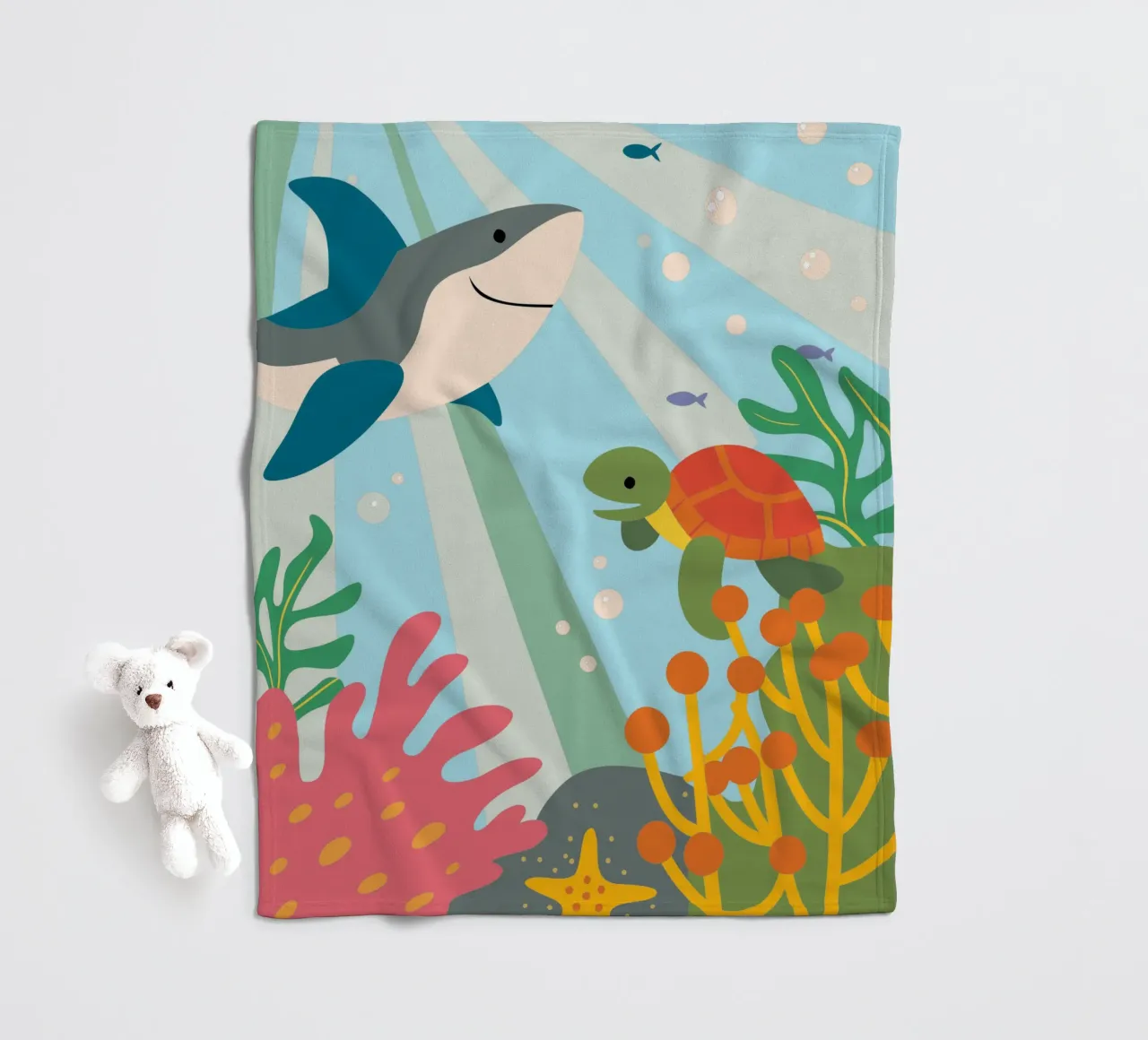 Squali e tartarughe coperta in pile da CUTE ANIMALS