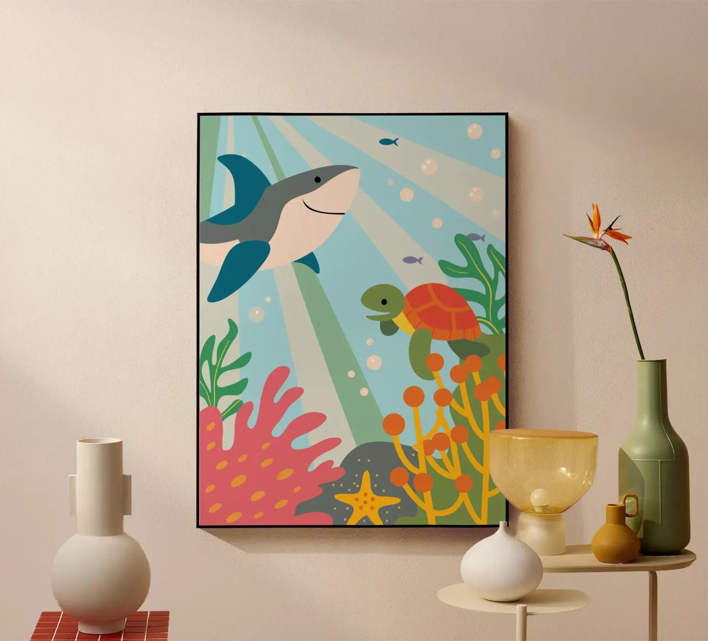 Sharks and Turtles acrylic glass by CUTE ANIMALS