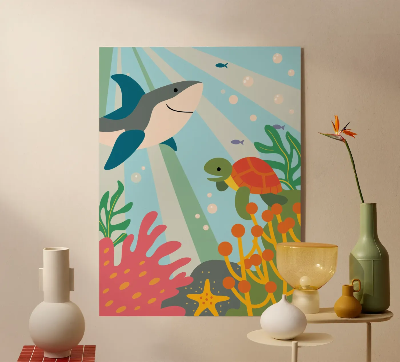 Sharks and Turtles acrylic glass by CUTE ANIMALS