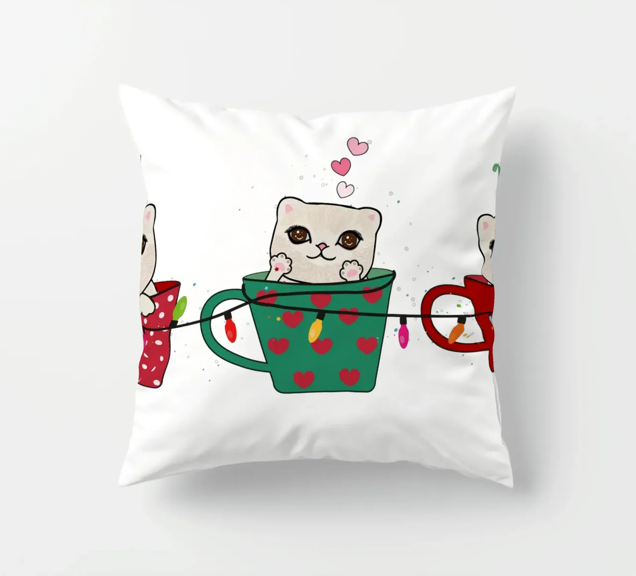Gattini carini con tazze di caffè cuscino da gulsengunel