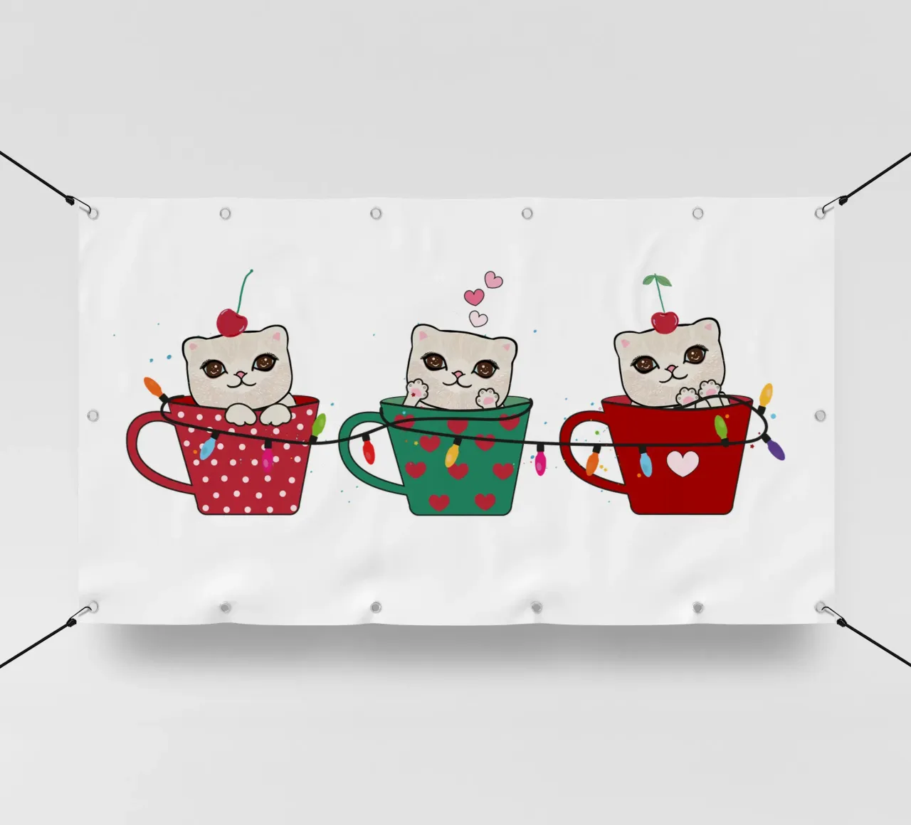 Gattini carini con tazze di caffè telo in pvc da gulsengunel