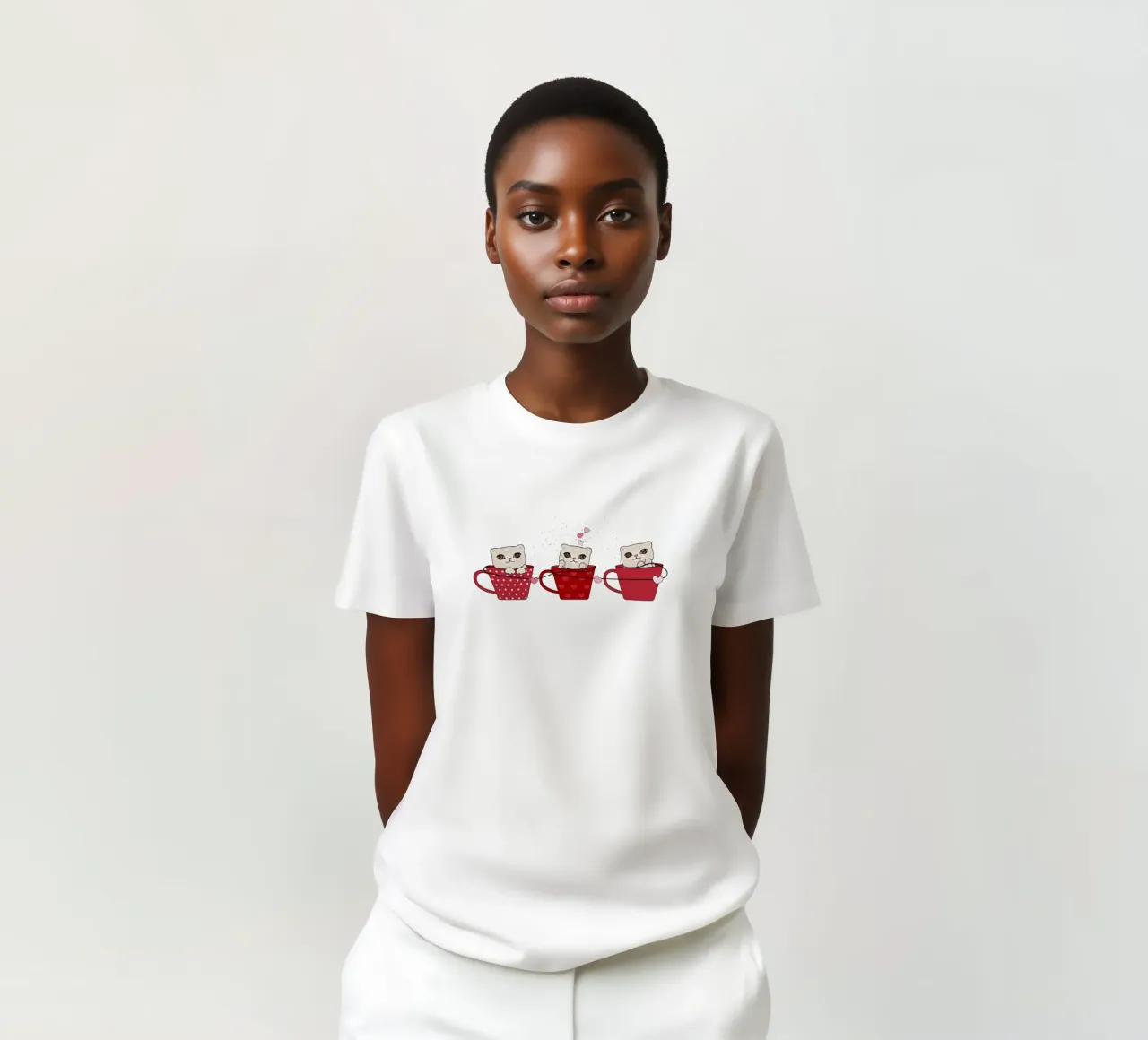 Simpatici gattini con tazze da caffè t-shirt da gulsengunel