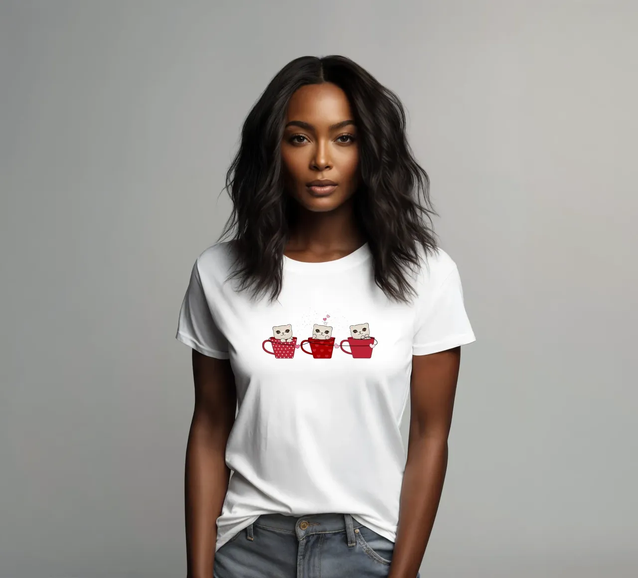 Simpatici gattini con tazze da caffè t-shirt da donna da gulsengunel