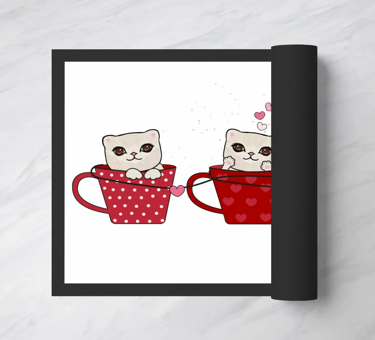 Simpatici gattini con tazze da caffè zerbino da gulsengunel