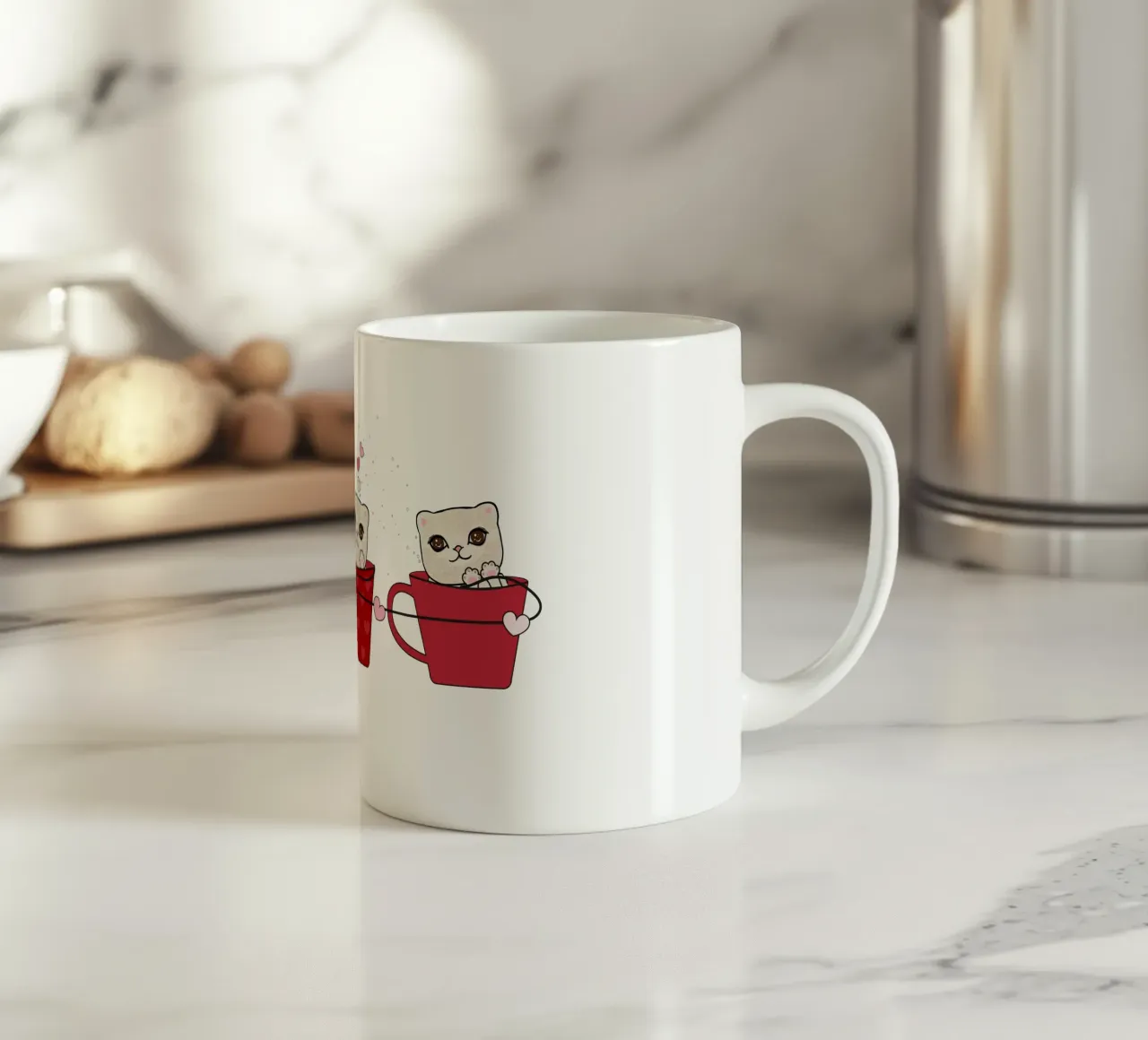 Simpatici gattini con tazze da caffè tazza in ceramica da gulsengunel
