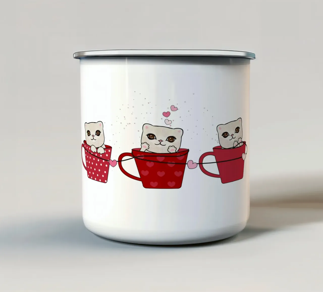 Simpatici gattini con tazze da caffè tazza in smalto da gulsengunel