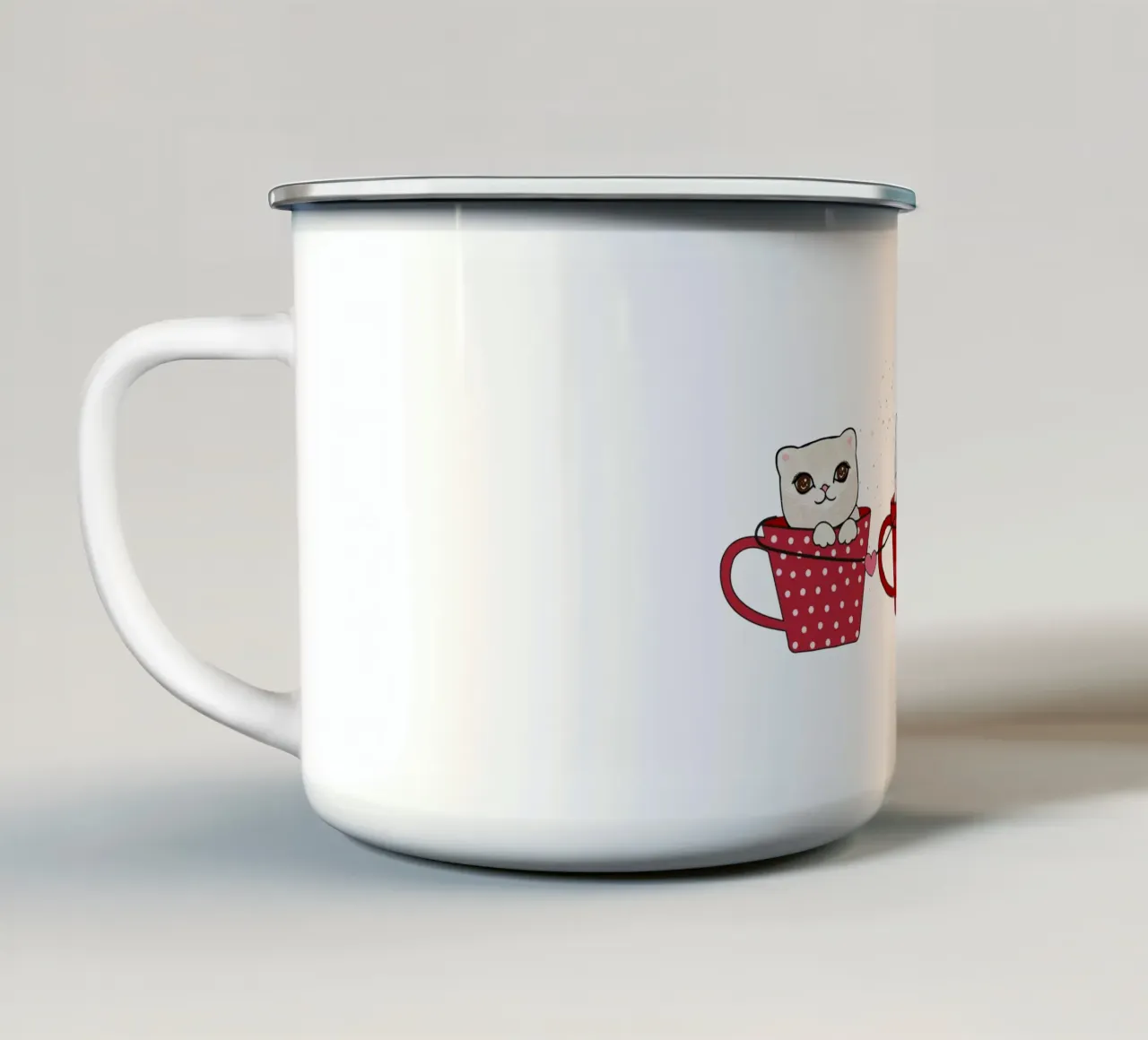 Simpatici gattini con tazze da caffè tazza in smalto da gulsengunel
