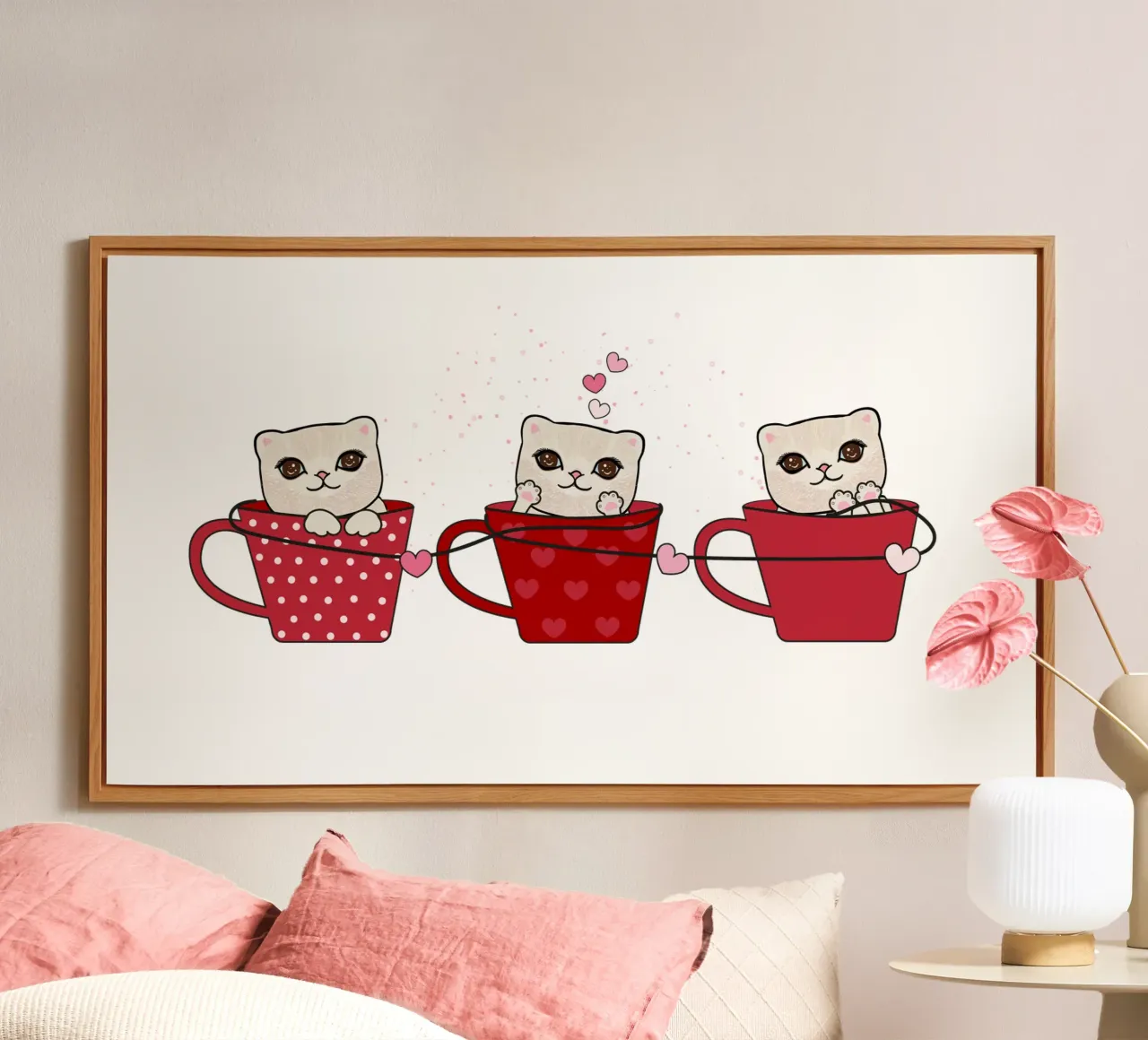 Simpatici gattini con tazze da caffè alluminio dibond da gulsengunel