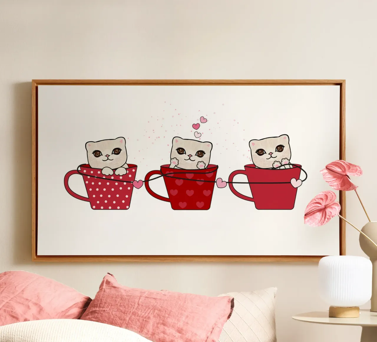 Simpatici gattini con tazze da caffè tela da gulsengunel