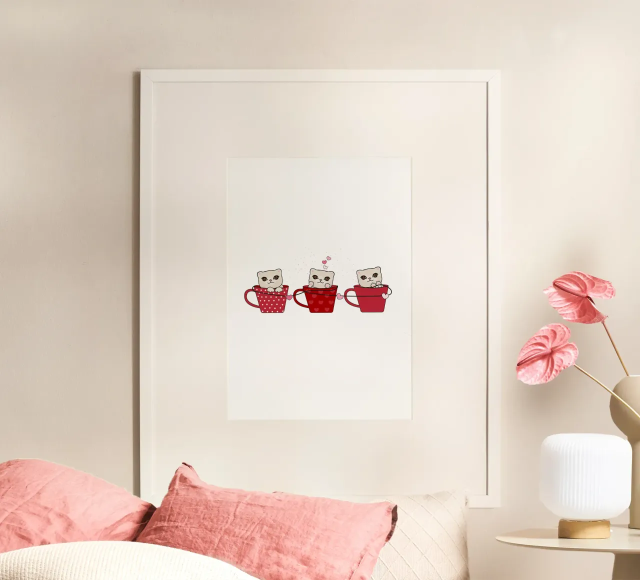 Simpatici gattini con tazze da caffè carta hahnemühle da gulsengunel