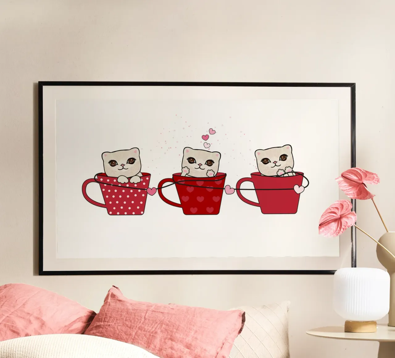 Simpatici gattini con tazze da caffè poster da gulsengunel