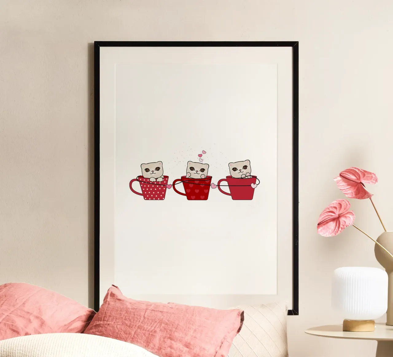 Simpatici gattini con tazze da caffè carta hahnemühle da gulsengunel