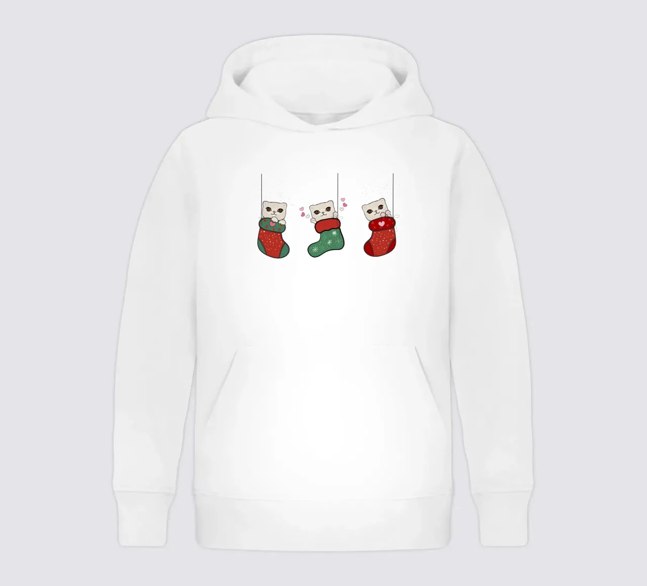 Appendere simpatici gattini con calze di Natale felpa bambino con cappuccio da gulsengunel