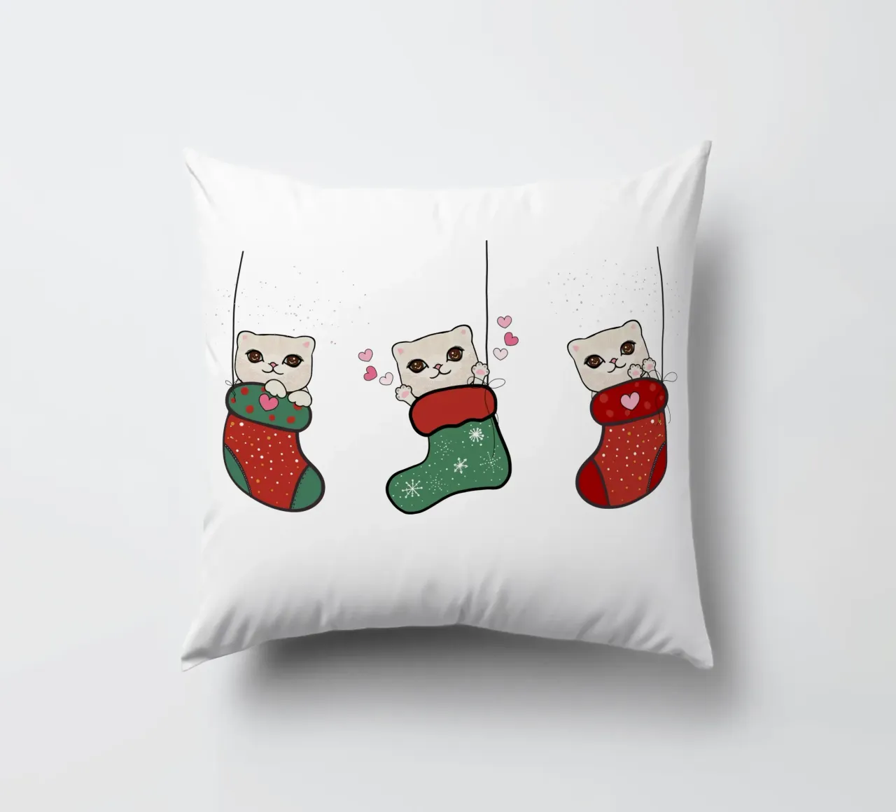 Appendere simpatici gattini con calze di Natale cuscino da gulsengunel