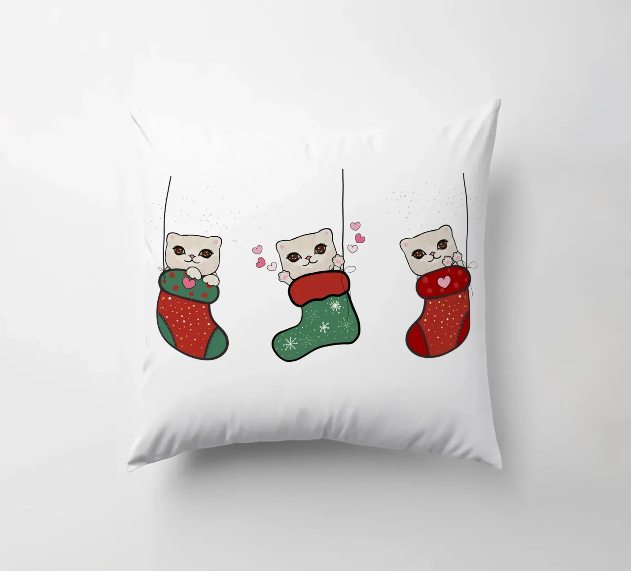 Appendere simpatici gattini con calze di Natale cuscino da gulsengunel