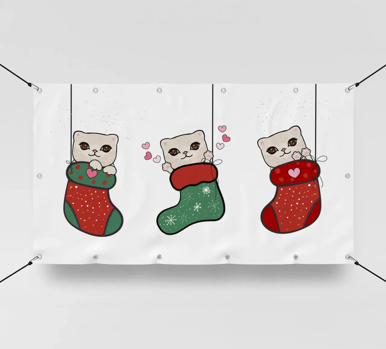 Appendere simpatici gattini con calze di Natale telo in pvc da gulsengunel