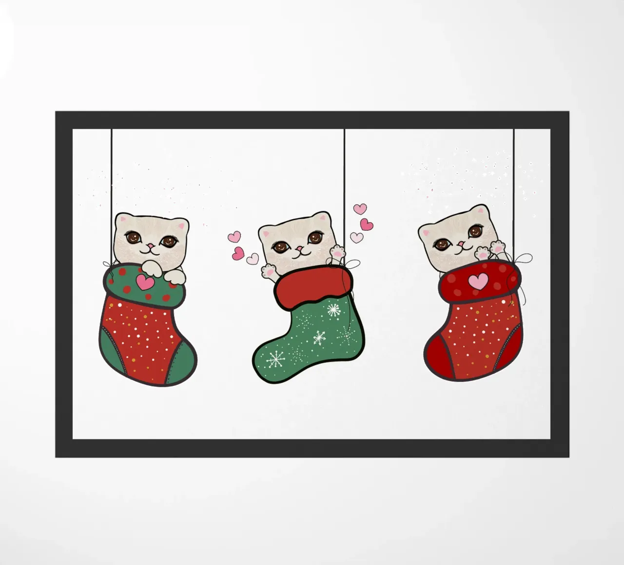 Appendere simpatici gattini con calze di Natale zerbino da gulsengunel