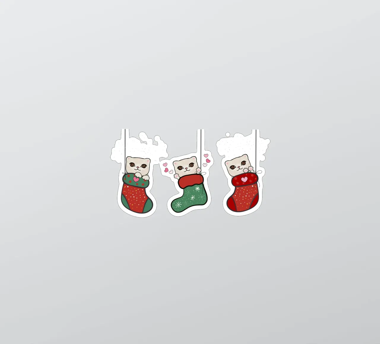 Appendere simpatici gattini con calze di Natale adesivo da gulsengunel