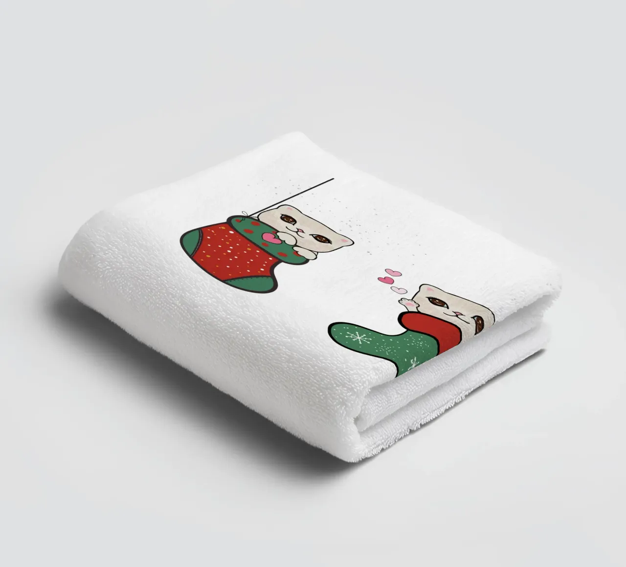 Appendere simpatici gattini con calze di Natale asciugamano da bagno da gulsengunel