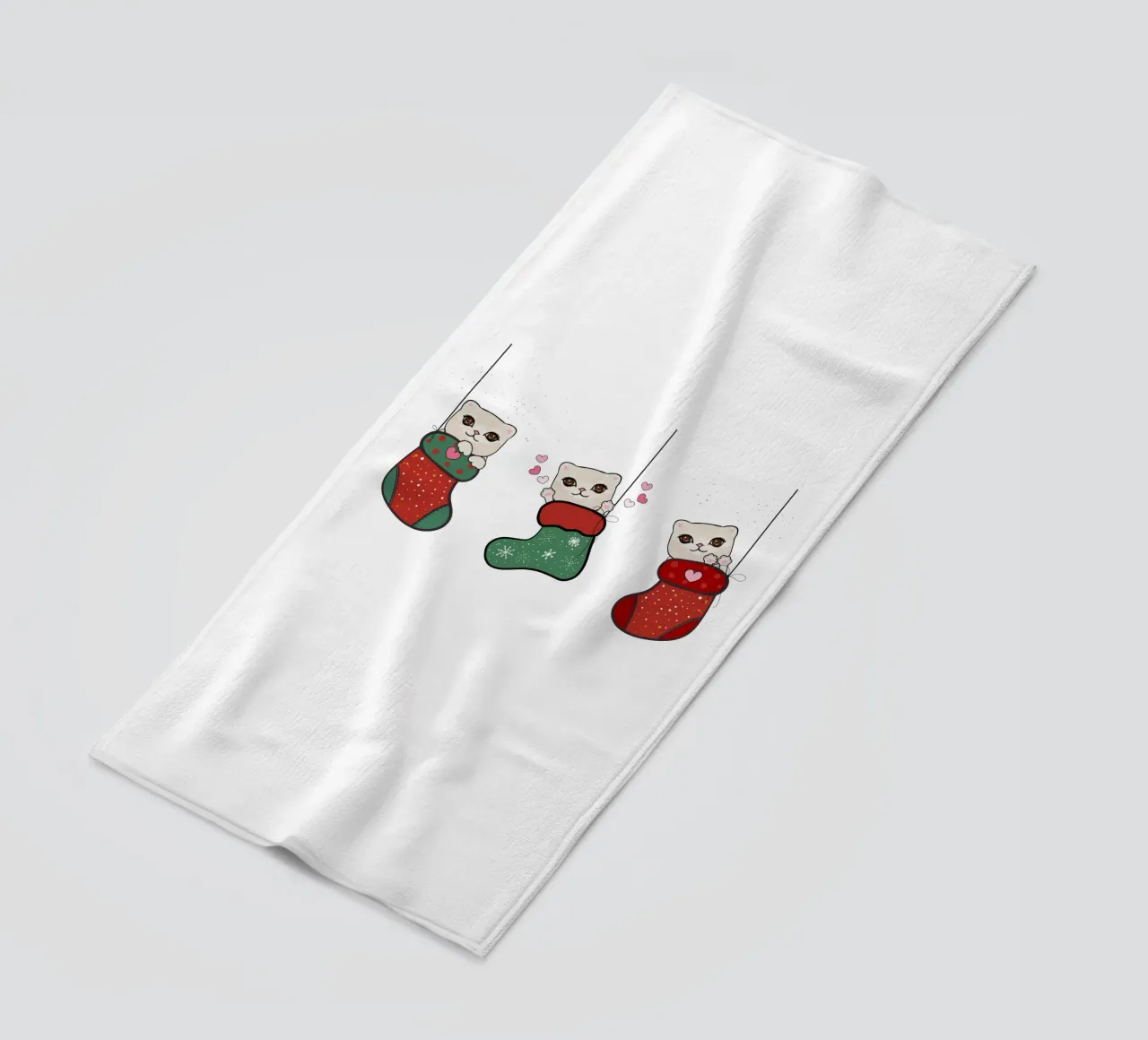 Appendere simpatici gattini con calze di Natale telo mare da gulsengunel