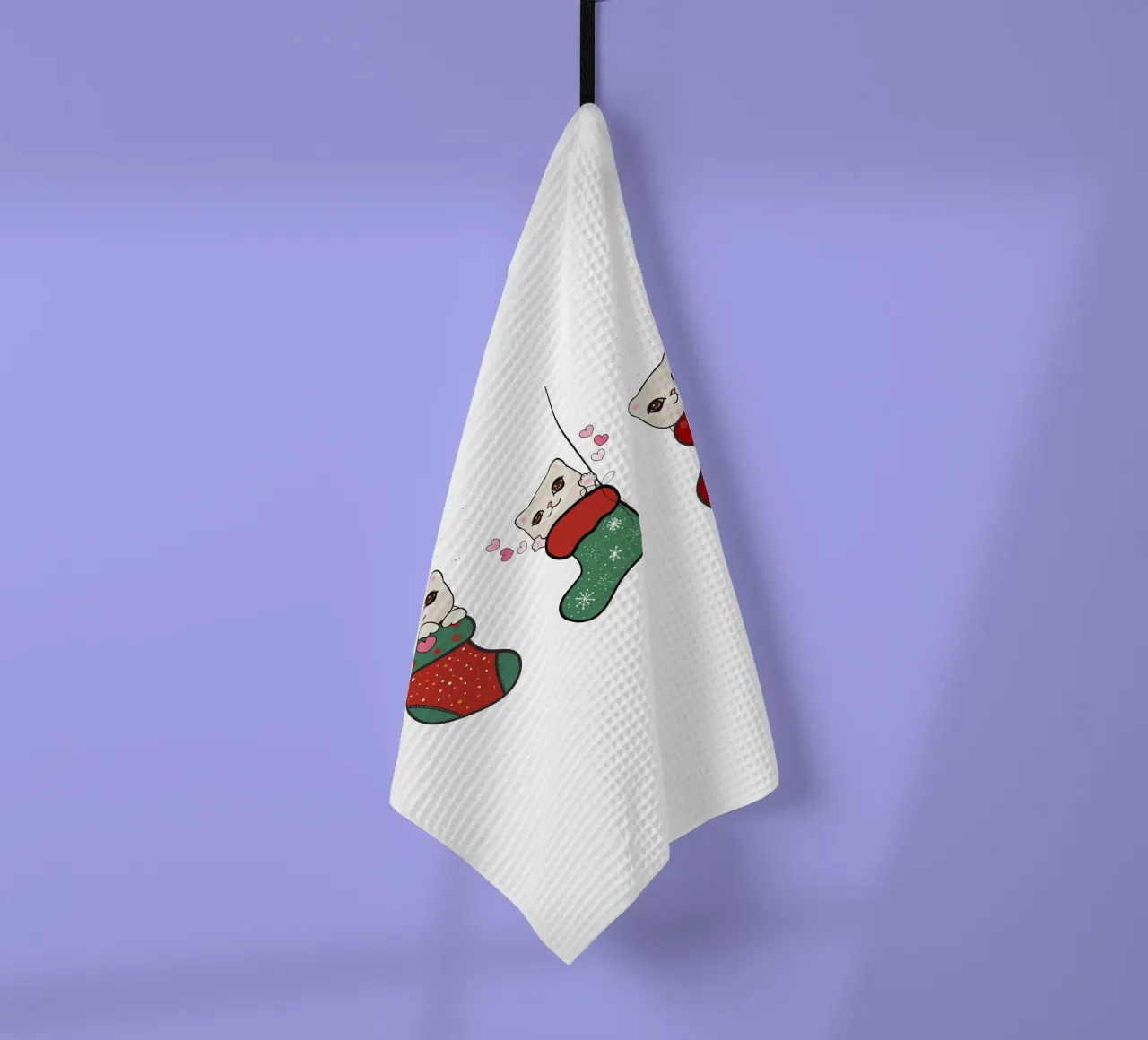 Appendere simpatici gattini con calze di Natale canovaccio da cucina da gulsengunel