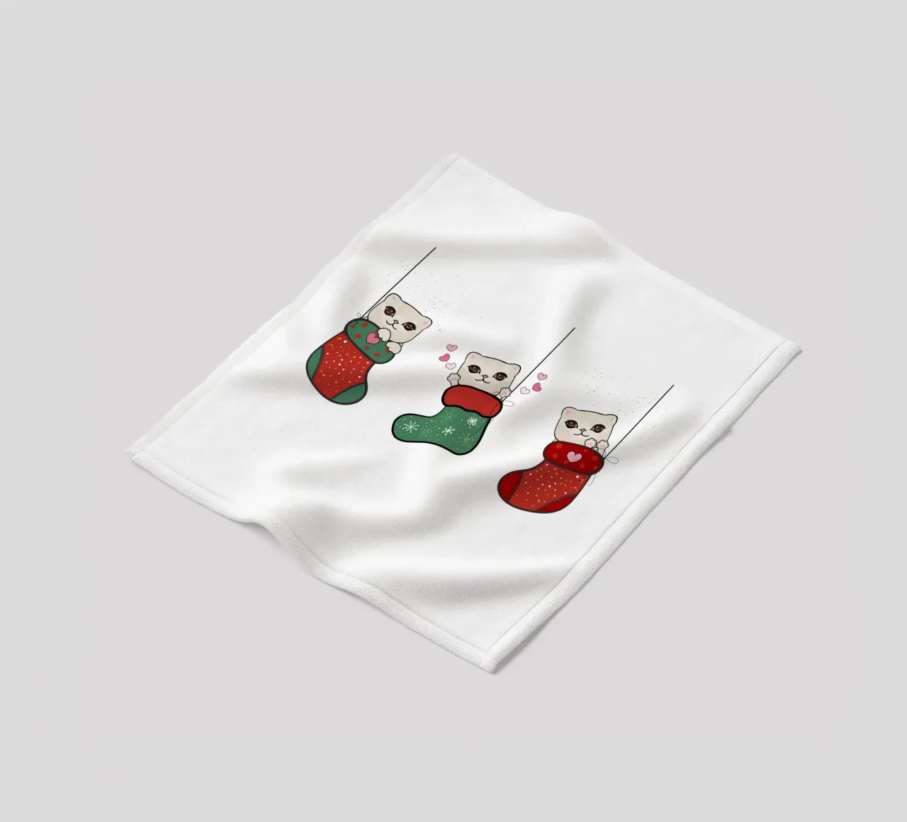 Appendere simpatici gattini con calze di Natale coperta in pile da gulsengunel