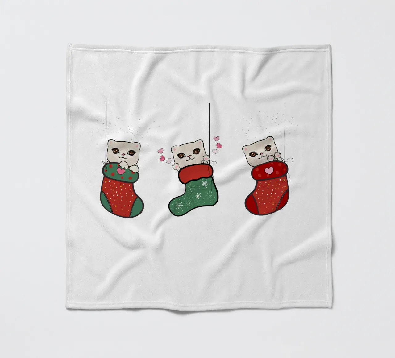Appendere simpatici gattini con calze di Natale coperta in pile da gulsengunel