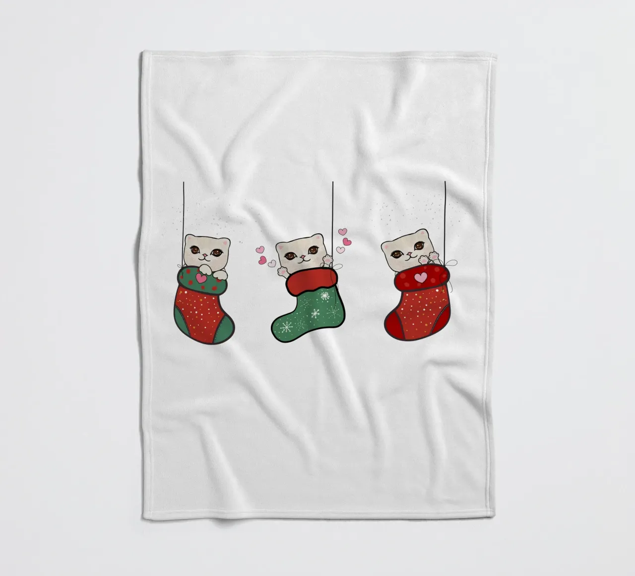 Appendere simpatici gattini con calze di Natale coperta in pile da gulsengunel