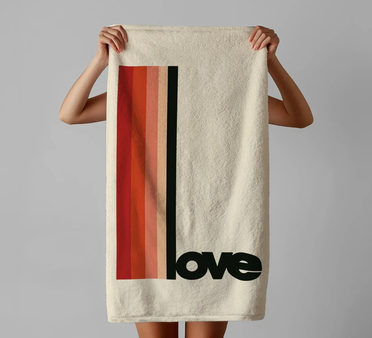 LOVE Poster - Typography print in retro colours towel by SMPLE