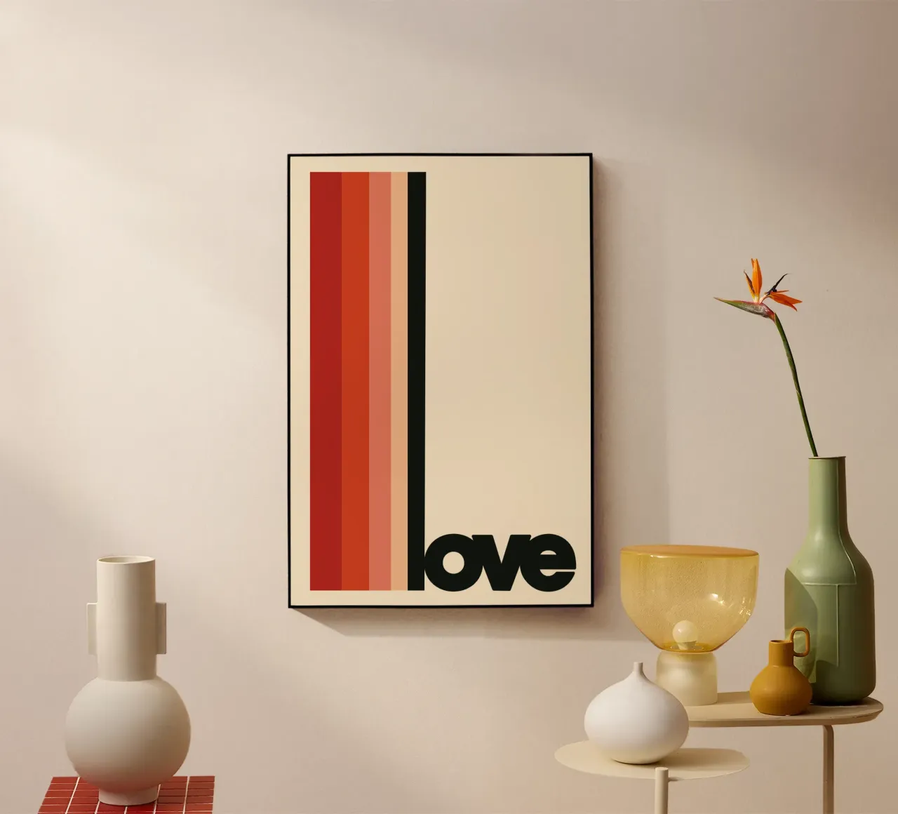LOVE Poster - Typography print in retro colours acrylic glass by SMPLE