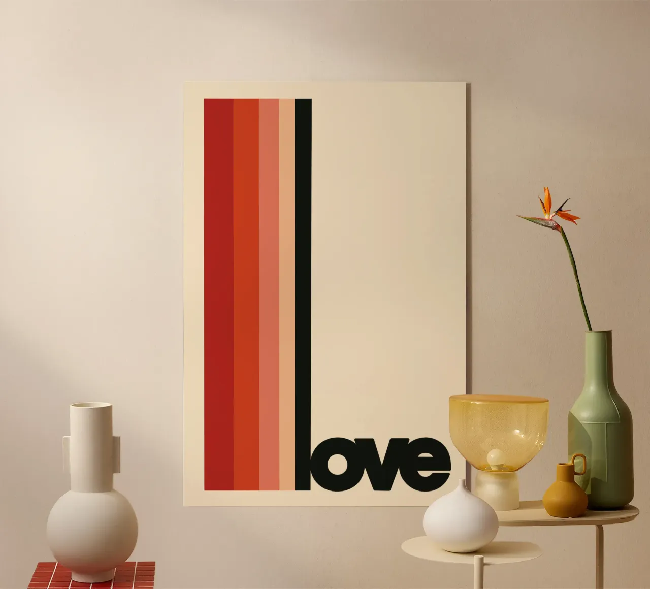 LOVE Poster - Typography print in retro colours acrylic glass by SMPLE