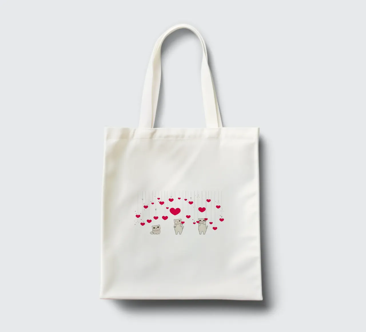 Cuori e stelle appesi con un simpatico gatto borsa in juta da gulsengunel
