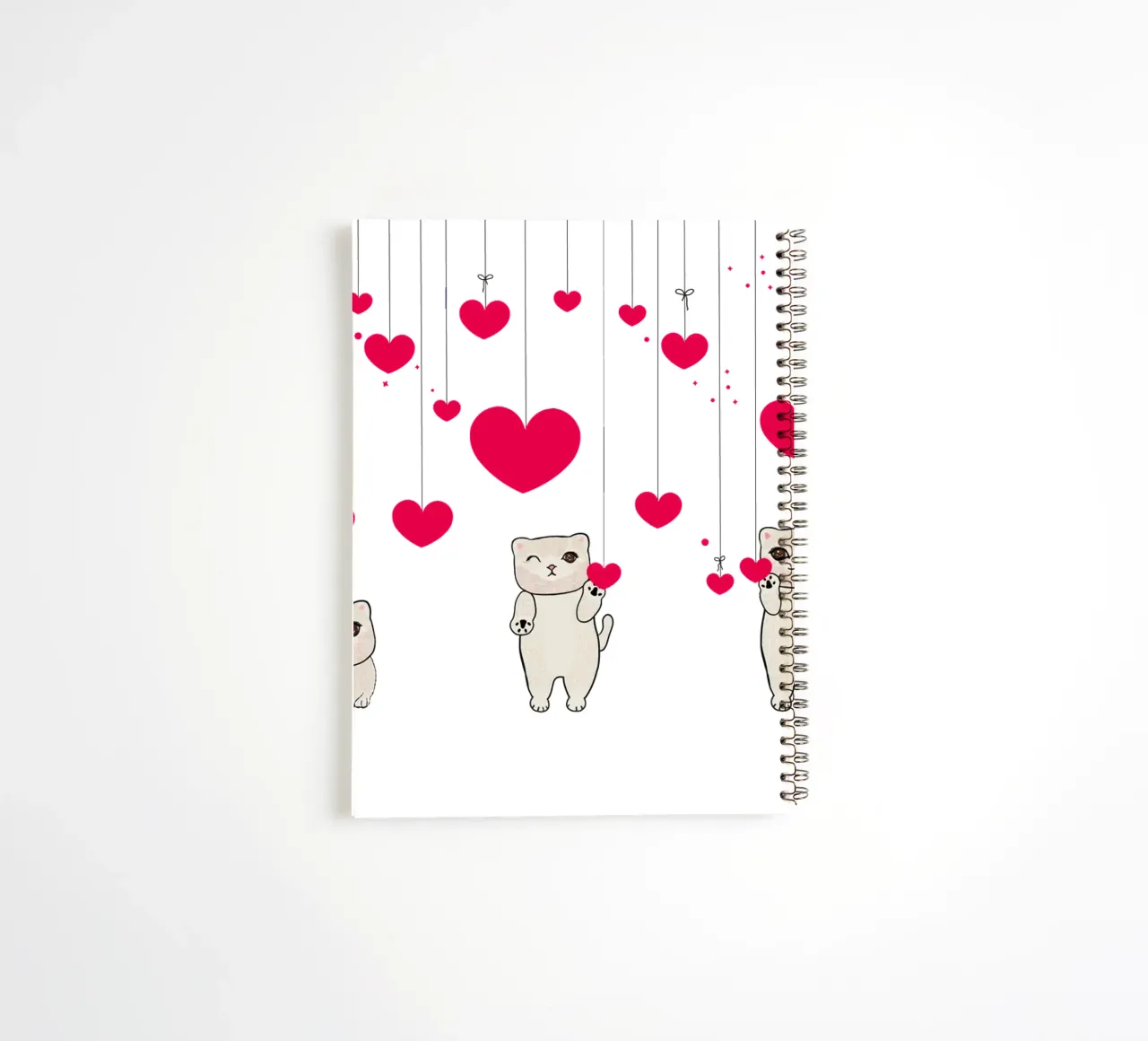 Cuori e stelle appesi con un simpatico gatto diario ad anelli da gulsengunel